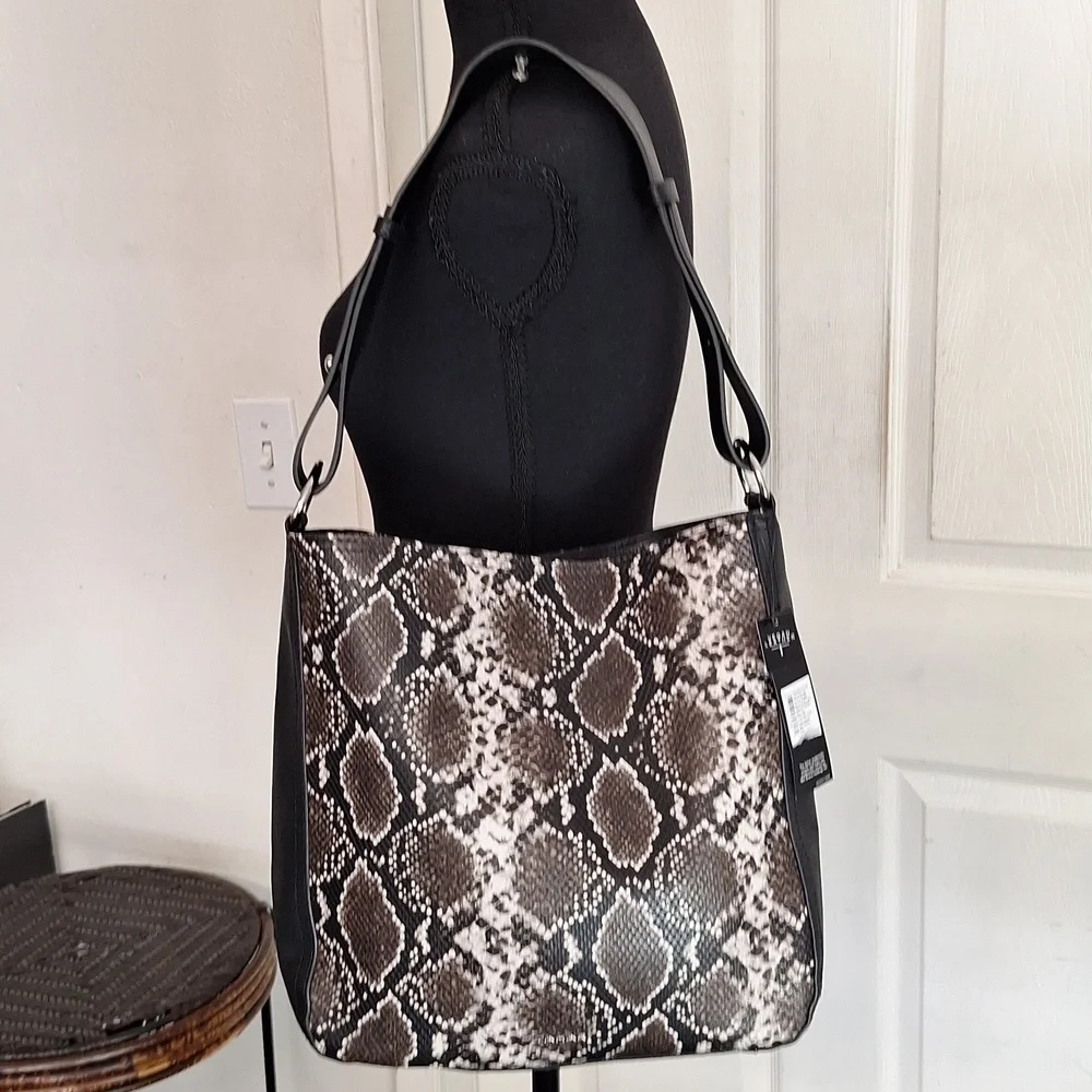 Tahari Bucket Handbag Women’s Vegan Leather Shoulder Bag New NWT Nolita Snake